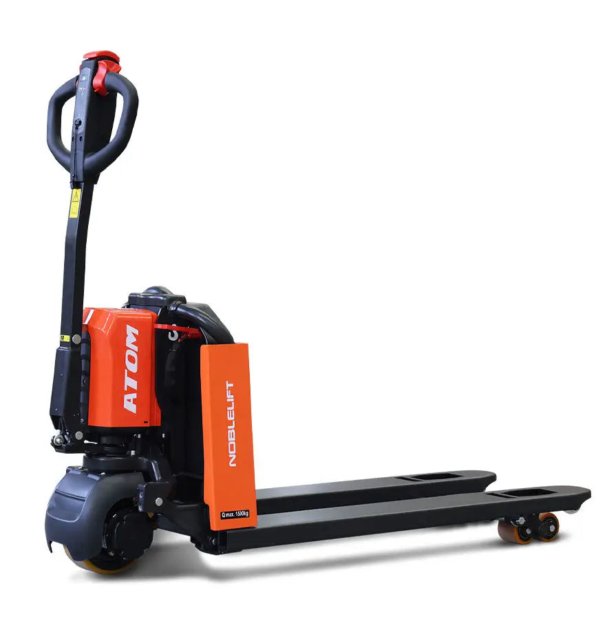 Electric pallet jack from Noblelift Atom series, designed for efficient material handling and lifting